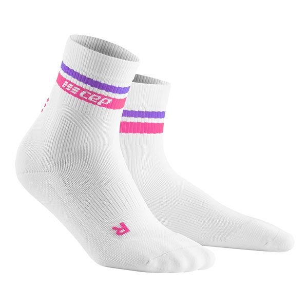 CEP W 80's mid-cut socks : white/pink&purple