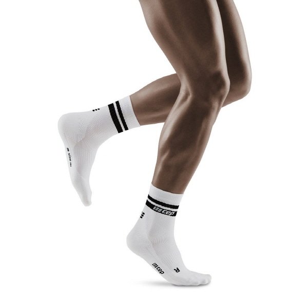 CEP M/W 80's mid-cut socks : white/black